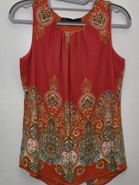 Rose & Olive Orange Paisley-Print Sleeveless Camisole